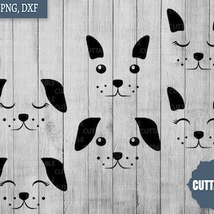 Dog faces cut files, SVG dogs cut files, dog faces svg items - personal / commerical use - print and cut dog faces svg, dxf dog files
