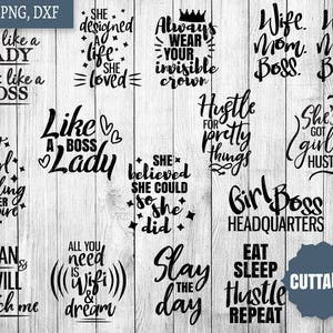 Girl Boss SVG Bundle, boss lady svg pack cut files, 15 inspiration girl boss cut files for cricut and silhouette, commercial use, boss svg image 1