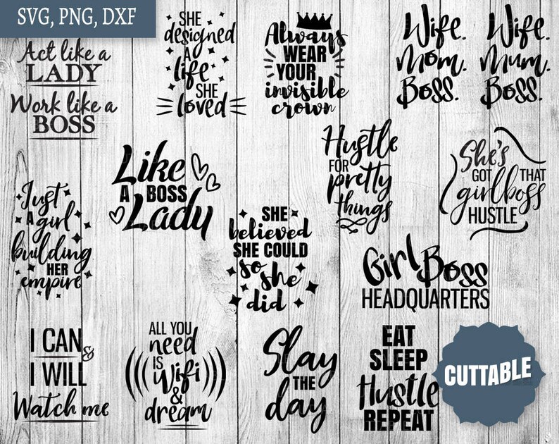 Girl Boss SVG Bundle, boss lady svg pack cut files, 15 inspiration girl boss cut files for cricut and silhouette, commercial use, boss svg image 1