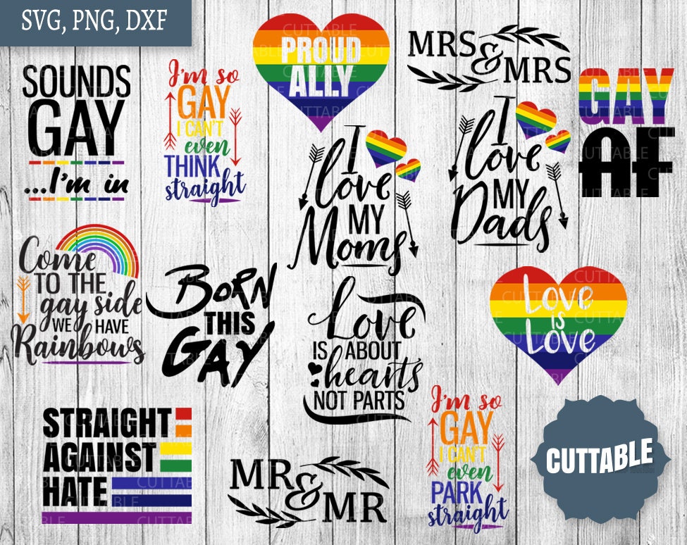 Gay Pride SVG Bundle Gay cut files 14 funny gay sayings gay Etsy