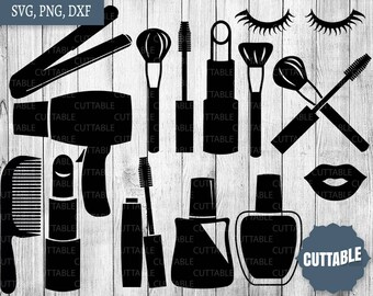 Make up SVG cut files, makeup lipstick SVG files for cricut, dxf makeup hairdryer svg, nail varnish cut file - cricut - silhouette