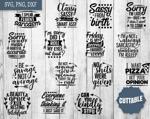 Download Sassy Quotes Svg Bundle Sarcastic Cut File Svg Pack 15 Sassy Etsy