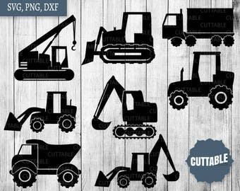 Construction cut files, construction vehicles svg cutting files, SVG tractor cut files - personal / commerical use - dxf construction trucks