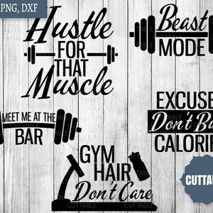 Gym SVG Bundle, fitness svg pack cut files, 15 fitness girl workout quotes cut files, cricut, silhouette, commercial use, fitness svg image 3