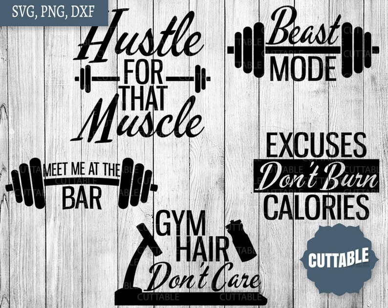 Gym SVG Bundle, fitness svg pack cut files, 15 fitness girl workout quotes cut files, cricut, silhouette, commercial use, fitness svg image 3