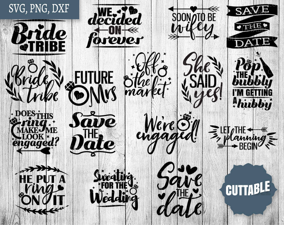 Engagement Svg Bundle Wedding Planning Svg Pack Cut Files 16 Etsy