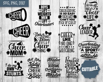 Cheerleader SVG Bundle, cheer svg pack cut files, 14 cheerleading cut files, cheer quote cut files, cricut, silhouette, commercial use