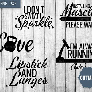 Gym SVG Bundle, fitness svg pack cut files, 15 fitness girl workout quotes cut files, cricut, silhouette, commercial use, fitness svg image 5