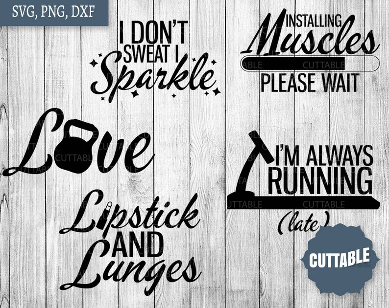 Gym SVG Bundle, fitness svg pack cut files, 15 fitness girl workout quotes cut files, cricut, silhouette, commercial use, fitness svg image 5