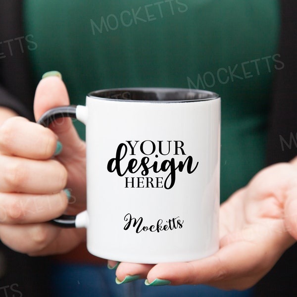 Two tone mug mockup, Two Tone Black 11oz Mug Mockup, Mug mockup, coffee mug mock up, photo mockup for mugs, coffee cup mockups, twotone mug