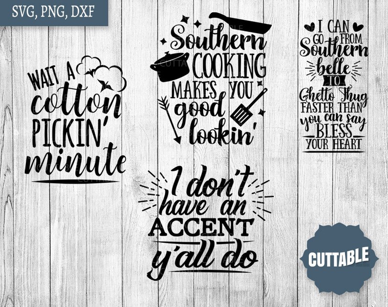 Southern SVG Bundle, southern quotes cut file svg pack, 14 Southerner svgs, commercial use, fun south American svg quotes, png, svg, dxf image 3