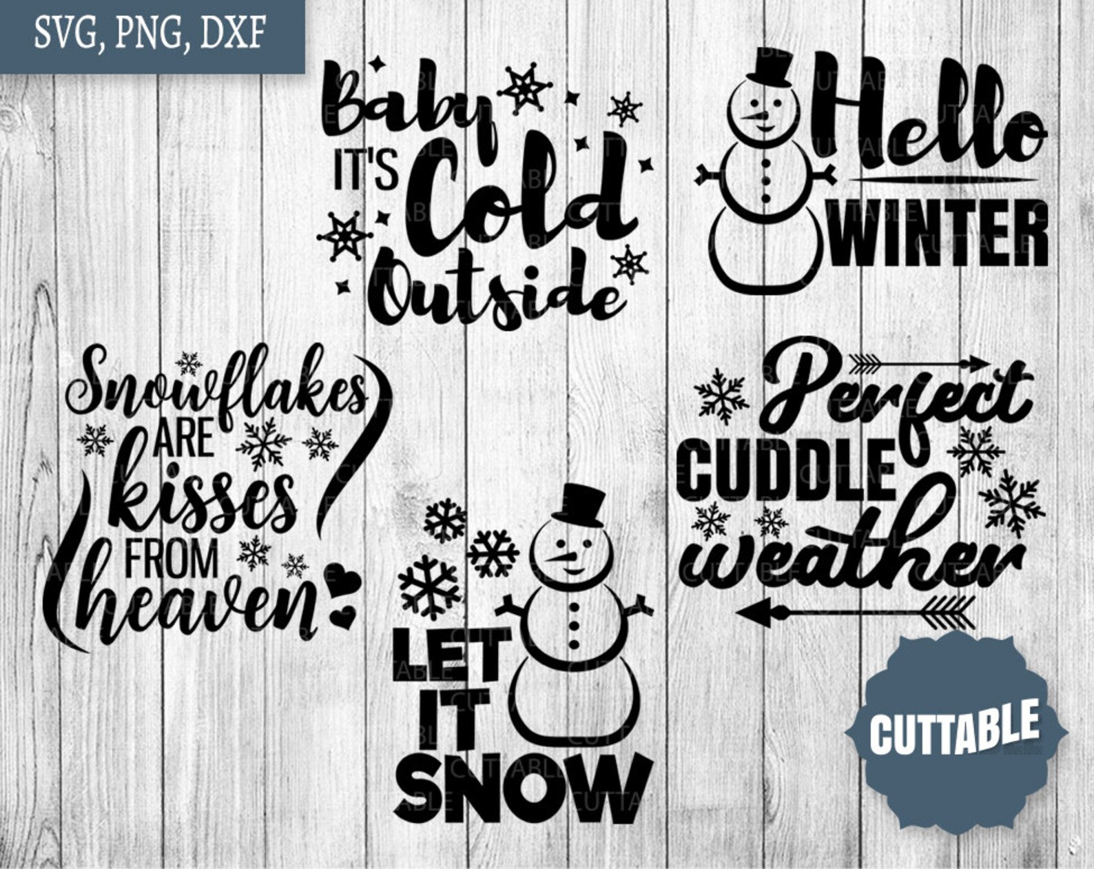 Winter SVG Bundle, Winter Seasonal Svg Pack Cut Files, Snow Cut File ...