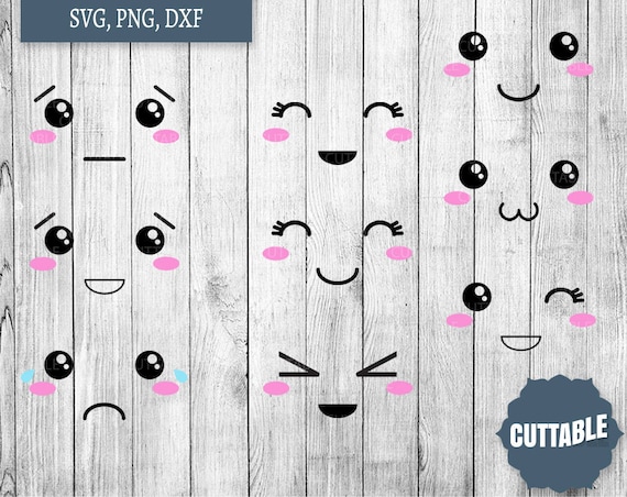 Download Kawaii faces svg cuttable file dxf cartoon cute face svg ...
