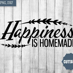La felicidad es archivos de corte caseros, archivos de corte caseros, svg cocina, cita de cocina dxf, uso personal y comercial, archivo de corte para cocinas