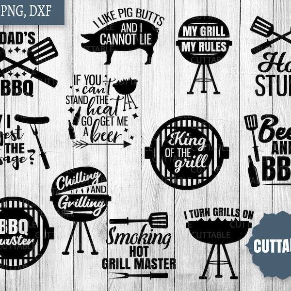 BBQ SVG Bundle, Barbecue svg pack cut files, 12 bbq quote, beer and bbq bundle cut files, cricut, silhouette, commercial use, Barbecue svgs