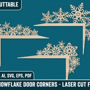 Snowflake door corner cut files, Christmas snowflake winter decor laser cutting, Laser cut Door corner, DXF Christmas Snowflakes laser cuts