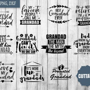 Grandad SVG Bundle, grandad pack cut files svg, 11 grandfather quotes cut files, grandad svgs cricut silhouette, commercial use, granddad