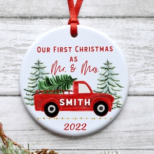 Eerste kerst getrouwd ornament - de heer en mevrouw Tak tak kerst ornament - onze eerste kerst getrouwd als de heer en mevrouw ornament - gepersonaliseerd