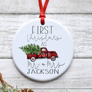 first christmas married ornament, first Christmas ornament, personalized first Christmas, personalized Christmas wedding ornament, ornament image 1