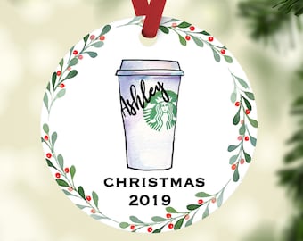 personalized Starbucks coffee ornament, custom Starbucks ornament, personalized Starbucks cup, coffee lover gift, coffee lover christmas