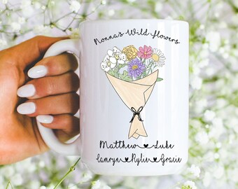 mothers day gift idea, mothers day gift from daughter, custom mom mug, grandma mug, grandma personalized, birth flowers, birth flowers gift