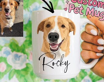 Personalized Pet Mug, custom pet portrait, new puppy gift, pet memorial gift,