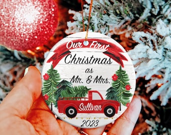 our first Christmas married ornament, engagement ornament, first Christmas ornament married, just married Christmas ornament, custom married
