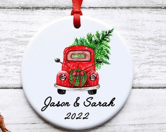 Adorno navideño para parejas, adorno navideño personalizado con nombres de pareja, nuestra primera Navidad juntos, regalo para nueva pareja, primera navidad