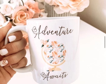 Adventure Awaits, Adventure Awaits Gift, Adventure Awaits Mug, Graduation Gift Idea, Mugs for Graduate, Adventure Gift, Graduation Adventure