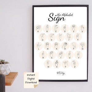 DESCARGA INSTANTE ASL American Sign Language Learning Poster Wall Hanging School Poster Instant Download Imprimible