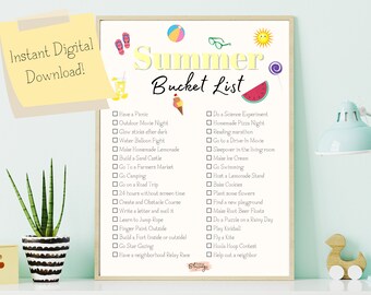 Summer Bucket List | Family Activities Poster | Activities for Bored Kids | Indoor Activities | Outdoor Activities