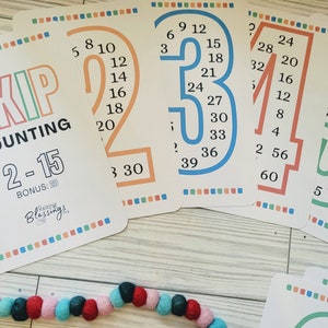 Skip Counting Flashcards Set Numbers Practice Skip Counting 2 - 15 and 20 | First Grade Second Grade Homeschool