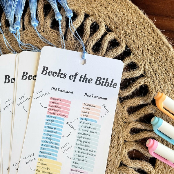 Books of the Bible Genre Bookmarks Grouped by Category Pastel Highlighted Books of the Bible Reference Christian Bookmark Sunday School Gift