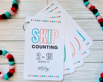 INSTANT DOWNLOAD Skip Counting Flashcards Printable Numbers Practice Skip Counting 2 - 15 and 20 | First Grade Second Grade Homeschool