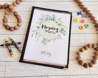 Greenery Morning Menu Morning Time Morning Basket Months Practice Copywork Name Practice, Birthday, Phone, Address Bible Verses