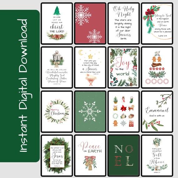 Christian Christmas Wall Art Printables Set of 12 Holiday - Etsy