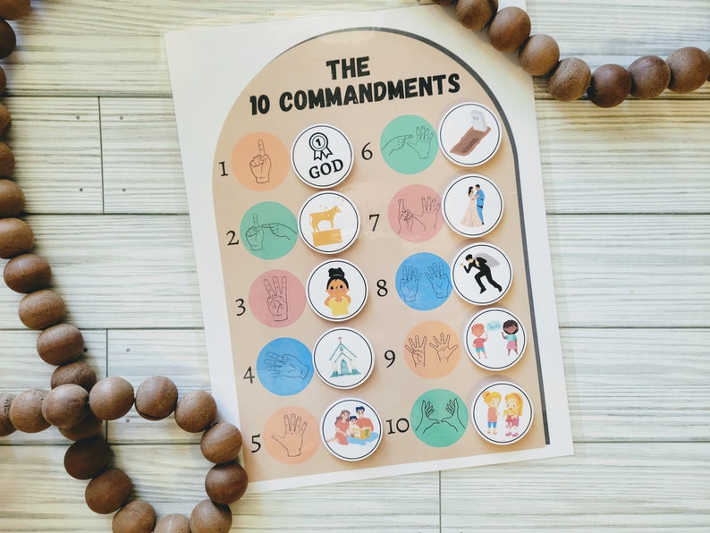 Instant download ten commandments printable memory game sign language