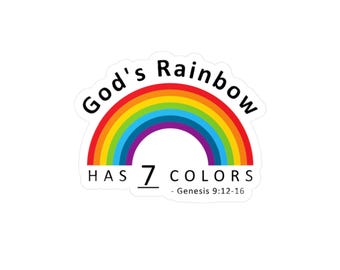 Christian Verse Rainbow Sticker, Religious Inspirational Decal, Vinyl Decal Sticker, Faith Gift Decor, Bible Verse Decal, Religious Window