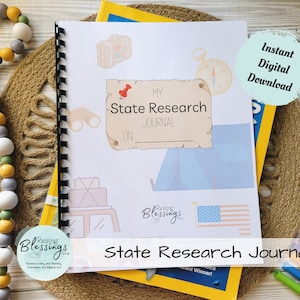 DESCARGA DIGITAL Mi diario de investigación estatal Estados Unidos Escuela secundaria Escuela secundaria Educación en el hogar Estudio de unidad de 50 estados