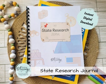 DIGITAL DOWNLOAD My State Research Journal United States Middle School High School Homeschool 50 States Unit Study