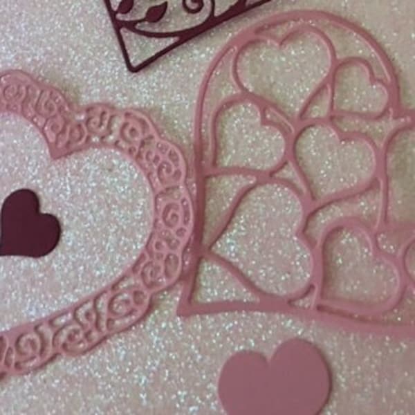 heart die cuts, 20 hearts. Valentine hearts, heart embellishments, paper hearts, fancy hearts