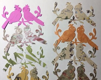 birds on branch die cuts, bird die cuts, love birds die cut, song bird die cuts,bird embellishments,paper birds,scrapbook embellishments