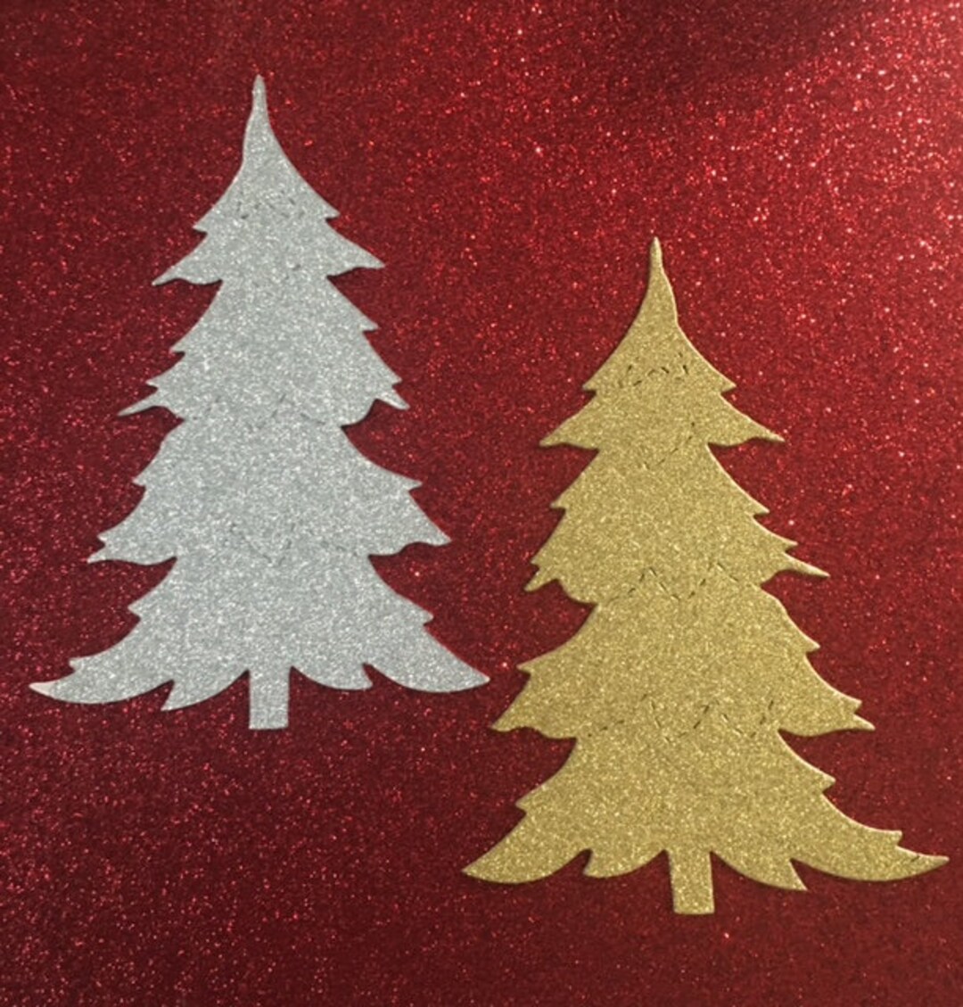 Tree Die Cut, Die Cut Trees, Silver Trees, Glitter Die, Christmas Tree