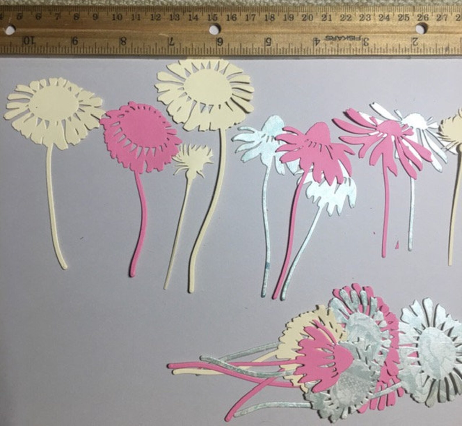 40 Die Cut Flowers, Wildflower Die Cuts, Chrysanthemum Flower Die Cuts, Daffodil Die Cuts
