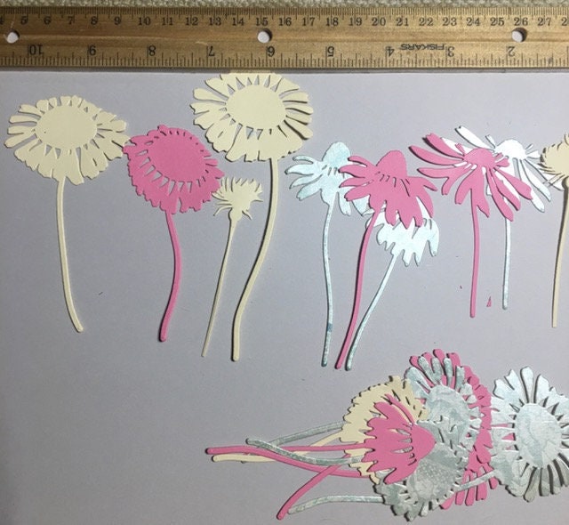 40 Die Cut Flowers, Wildflower Die Cuts, Chrysanthemum Flower Die Cuts