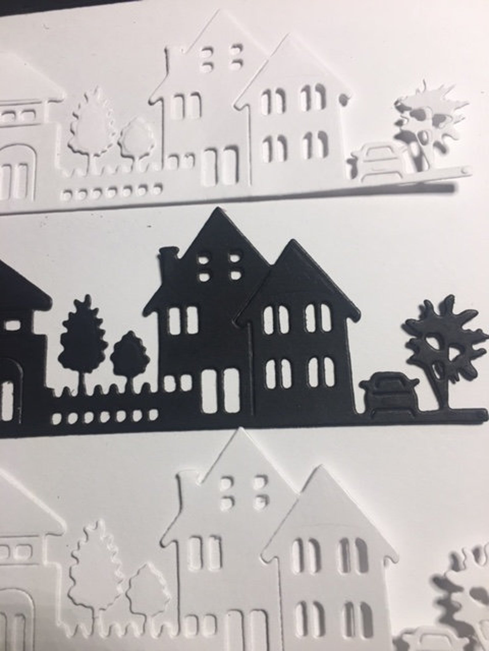 8 Die Cut House Town, Die Cut Houses, Paper Houses, Die Cut Fence, Junk