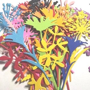 30+ die cut flowers, Wildflower die cuts, flowers, wildflower stems, paper flowers, spring flowers, summer flowers die cut