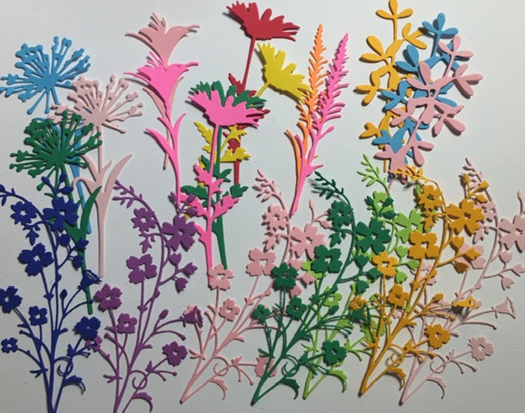 30 Die Cut Flowers Wildflower Die Cuts Flowers Wildflower Stems 