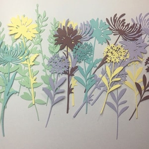 30 die cut flowers, flowers, Wildflower die cuts, wildflower stems, paper flowers, spring flowers, summer flowers die cut
