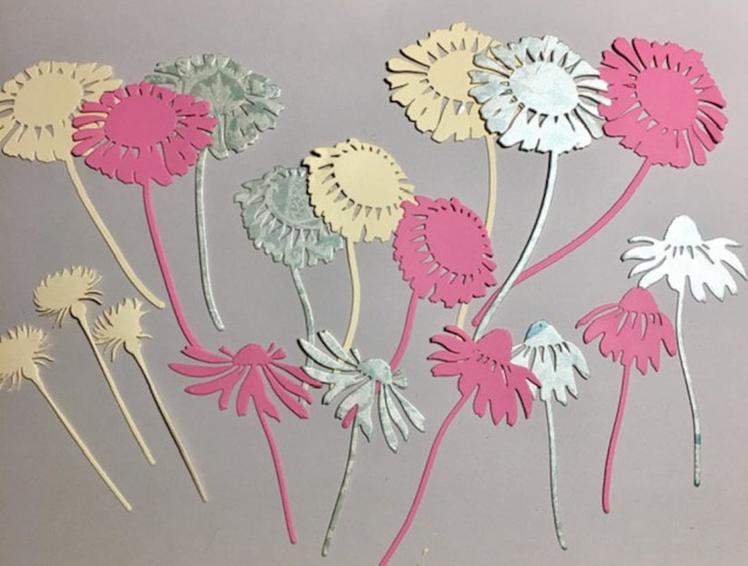 40 Die Cut Flowers, Wildflower Die Cuts, Chrysanthemum Flower Die Cuts